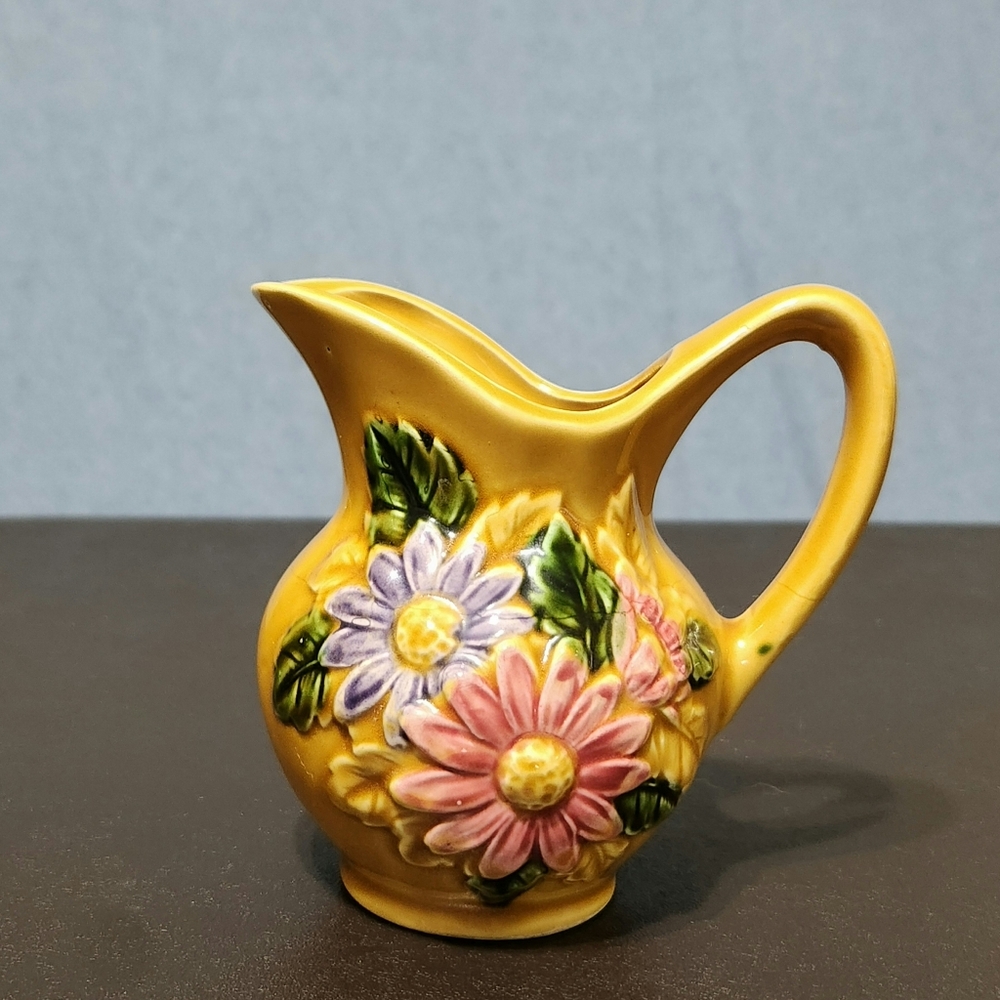 Vintage yellow floral small pitcher made in Japan